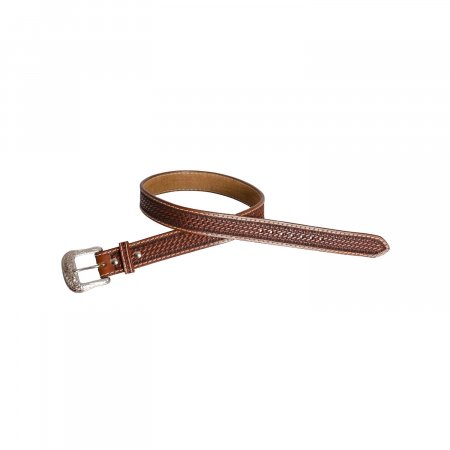 Unisex western belt basket tooled with copper zinc buckle