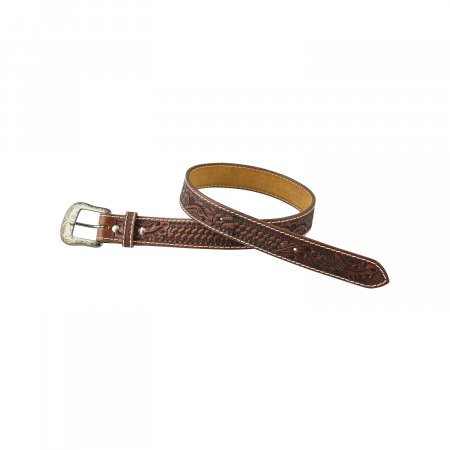 Unisex western belt basket tooled with copper zinc buckle