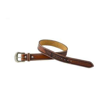 Unisex western beaded belt with feather engraving