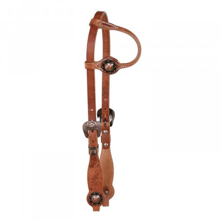 COPPER SPOTTED BUCKLE WITH DIAMOND CONCHO WESTERN BRIDLE