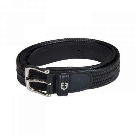 Leather belt with snaffle bits and rhinestones