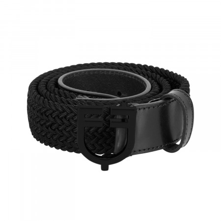 Cintura in cuoio con elastico e logo rosegold a fibbia