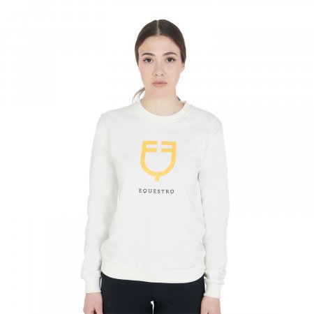 Felpa donna con cappuccio zip e logo effetto spugna