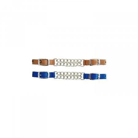 ROLLED HARNESS LEATHER CURB STRAP - BRASS