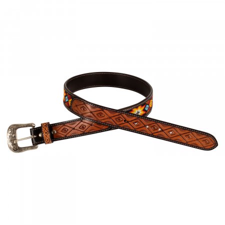 POOL'S WESTERN LEATHER BELT WITH SNAKE TOOLING