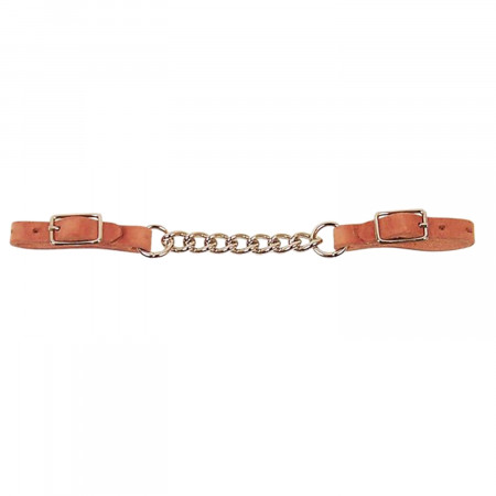 DOUBLED AND STITCHED HARNESS LEATHER CURB STRAP