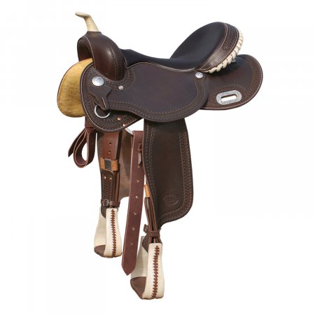 SELLA WESTWOOD BASIC BARREL MJ, COGNAC/REVERSE NATURAL, BORDER BASKET TOOLING