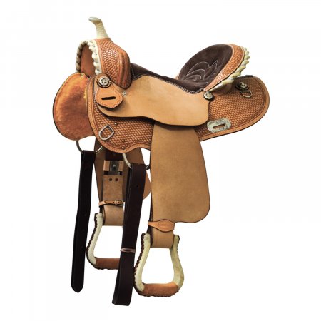 SELLA WESTWOOD BASIC BARREL MJ, COGNAC/REVERSE NATURAL, BORDER BASKET TOOLING