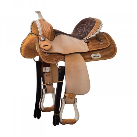 SELLA WESTWOOD BASIC BARREL MJ, COGNAC/REVERSE NATURAL, BORDER BASKET TOOLING