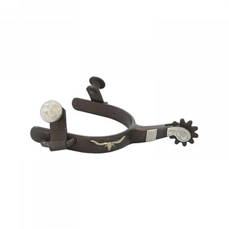 BLACK SPURS WITH FLOWER DECORATION