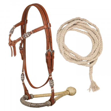 BRIGLIA BOSAL CON DECORAZIONI IN PERLINE DEL SUD-OVEST E REDINI MECATE IN COTONE