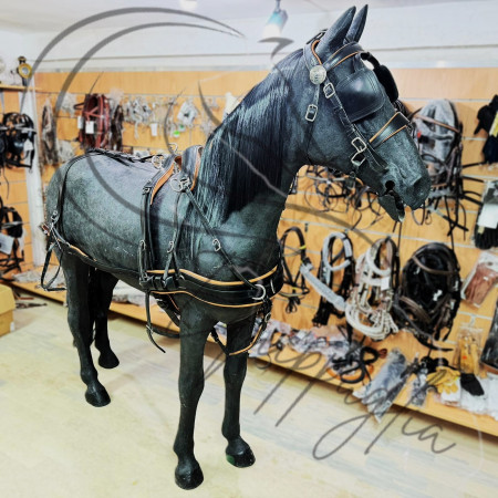 SINGOLO IN CUOIO MARRONE ROSSICCIO CON FIBBIERIA INOX