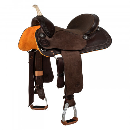 SELLA WESTWOOD BASIC BARREL MJ, COGNAC/REVERSE NATURAL, BORDER BASKET TOOLING