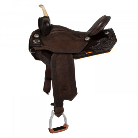 SELLA WESTWOOD BASIC BARREL MJ, COGNAC/REVERSE NATURAL, BORDER BASKET TOOLING